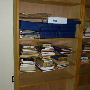 Lot #349   Large wooded) 42 wide x 80 talld adjustable bookcase (books not included) 42 wide x 80 tall