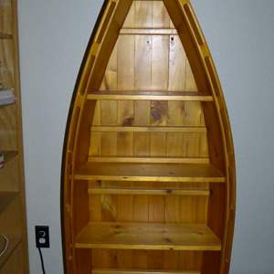 Lot #351  Tall like new dingy (boat) wood bookcase 72"