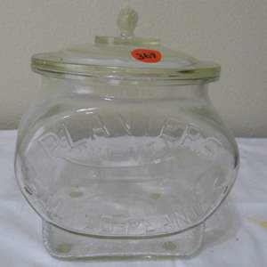 Lot #364  ORIGINAL VINTAGE Planters Peanuts countertop store display jar Made in USA Lid perfect