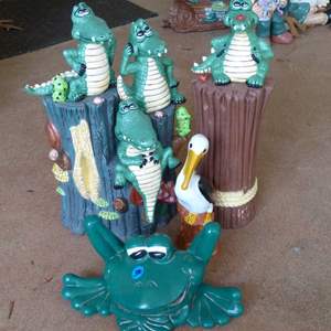 Lot #380  Collection of (ceramic NOT concrete) yard art hand painted 