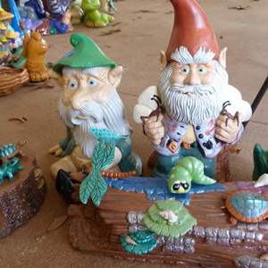 Lot #383  Collection of (ceramic NOT concrete) yard art hand painted 