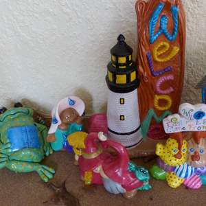 Lot #384  Collection of (ceramic NOT concrete) yard art hand painted 