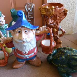 Lot #395  Collection of (ceramic NOT concrete) yard art hand painted 