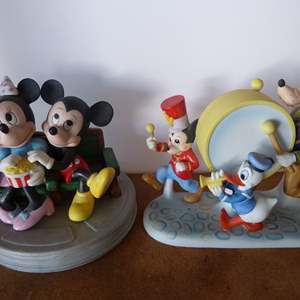 Lot #13 Lot of 2 Disney Figurines As Shown- Mickey & Minnie and Mickey, Donald, and Goofy