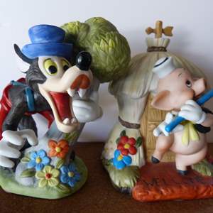 Lot #19 Lot of 2 Disney Figurines As Shown- Big Bad Wolf and Musical Pig