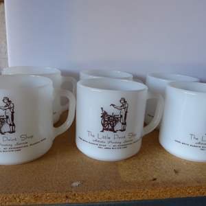 Lot #24 Set of 6 Vintage Federal Milk Glass Mugs As Shown