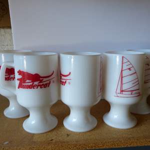 Lot #25 Lot of 5 Vintage Milk Glass Mugs As Shown