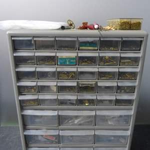 Lot #111 Small Storage Container With Contents And Extras As Shown