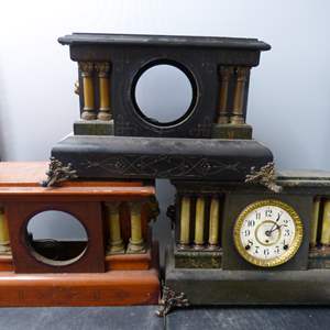 Lot #114 Lot of 3 Vintage/Antique Clocks For Parts As Shown See Description