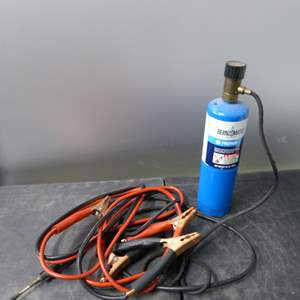 Lot #163 Mixed Lot Jumper Cables and Propane Tank As Shown