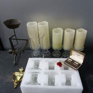 Lot #179 Mixed Lot Faux Candles, Glass Roses, and More As Shown