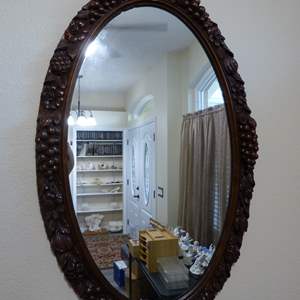 Lot #184 Beautiful Wood Frame Wall Mirror