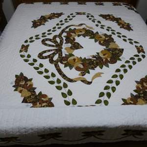 Lot #196 Beautiful Amish Handmade Country Love Quilt