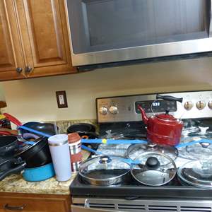 Lot #230 Large Lot Pots, Pans, and More To Include Paula Deen Tea Kettle