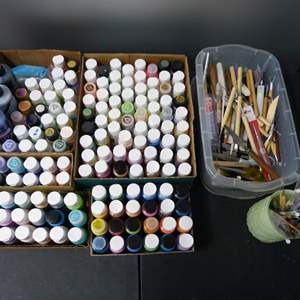 Lot #242 Large Mixed Lot Craft Paint and Tools As Shown