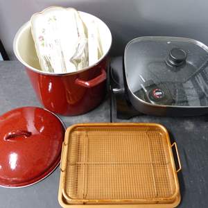 Lot #269 Mixed Kitchenware Lot As Shown To Include Paula Deen Enamel Pot