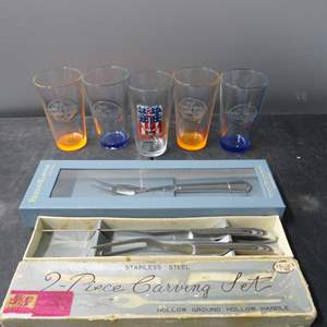 Lot #270 Mixed Lot Bubba Gump Glasses and Carving Sets As Shown