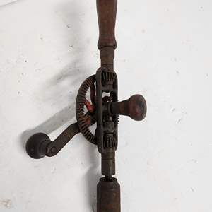 Lot #132 - Vintage Hand Drill Cast Iron and Wood Handle