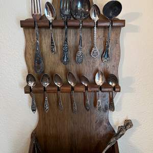 Lot #8 - Collectable Spoons in holder (Sterling shown on scale) 