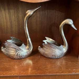 Lot #9 - 2 Brass Swans