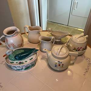 Lot #11 - Mixed lot of pitchers, gravy boat, tea pot