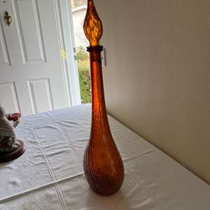 Lot #23 - Vintage Empoli Italian Amber quilted Genie bottle