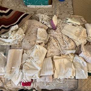 Lot #102 - Vintage linens Napkins, table clothes and more