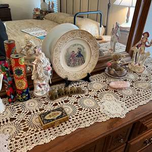 Lot #112 - Dresser top statues and more