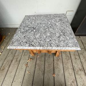 Lot #342 - Wood Marble-Topped Table 24"x23"x19"