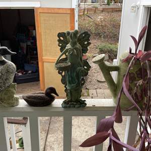 Lot #345 - Ducks, dragon mantis, pitcher, with purple heart plant