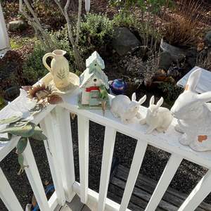 Lot #360 - Rabbits, frogs, misc. garden decor