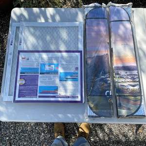 Lot #374 - Home air filters 2 car windshield screens