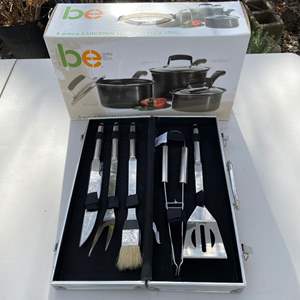 Lot #388 - Basic essentials 6 piece sauce pan set and chuckchansi bbq tool set