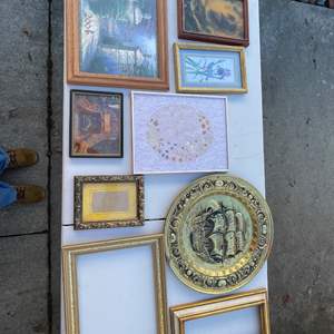 Lot #453 - Art, frames, brass ship art plate