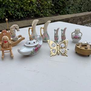 Lot #468 - Misc. porcelain figures, genie lamp, etc.