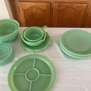 Lot #127 - Misc. Fire King 6 plates and 5 saucers, divided plate, bowls as pictured