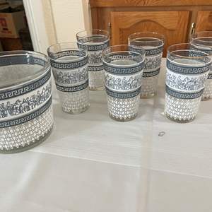 Lot #135 - Jeanette Mid-Century ice bucket and bar glasses