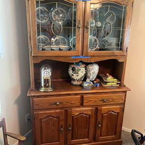 Lot #143 - Leaded glass China cabinet only (no contents are included) cabinet only 48" wide x 77" tall