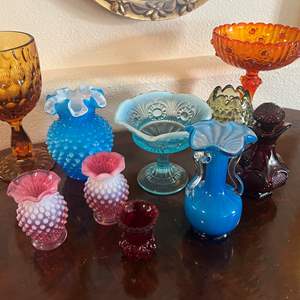 Lot #151 - Fenton and colored glassware