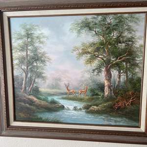 Lot #186 - 30" x 26" Original Oil forest scene