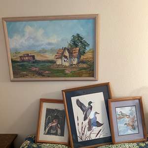 Lot #240 - 4 art pieces large one is an original painting