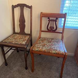 Lot #241 - 2 non matching chairs