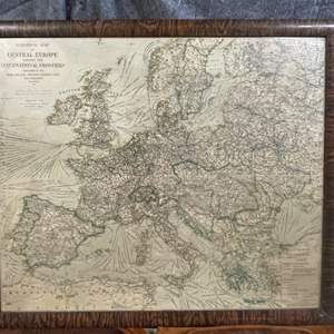 Lot #5 - Framed 1916 strategic map of Central Europe WWI 