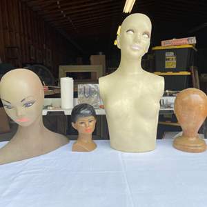 Lot #83 - Mannequin, wooden hat stand, bust