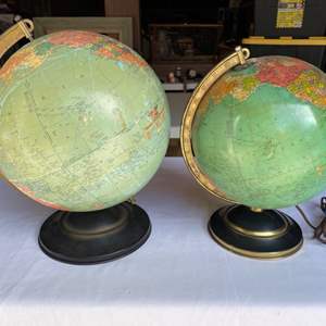 Lot #111 - 2 vintage globes one glass with working internal light