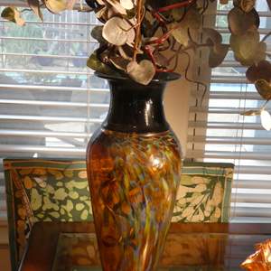 Lot #190 “Safari”-Large Hand Blown Art Glass Vase-David K Leppla