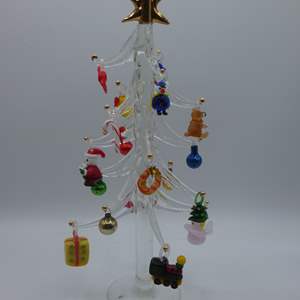 Lot #630 Mini Glass Tree w Ornaments 