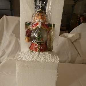 Lot #647 Large Light Up Nutcracker w Snow Globe Center