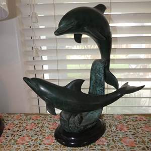 Lot #458 Pair of Bronze/Metal Dolphins