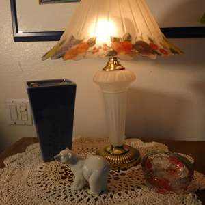 Lot #469 Blue Vase/White Reverse Paint Lamp